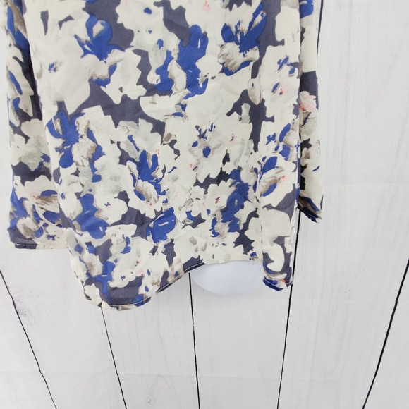 Sim & Sam Floral Ruffle Trimmed Cold Shoulder Long Sleeve Crepe Top EUX Small - Picture 9 of 9